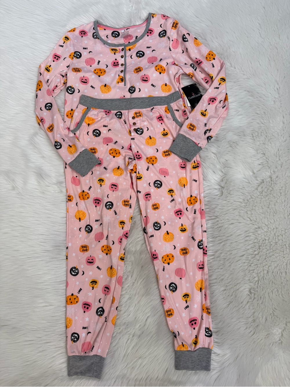 Pink Halloween Pumpkin Pajama Set Sz S
